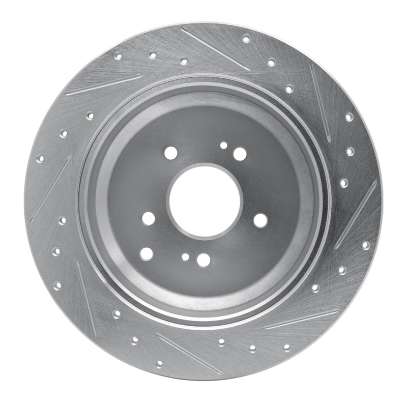 Hyundai Veracruz Brake Rotor (1) - Rear Left - R1 Concepts - Drilled & Slotted - Silver - `07-`12